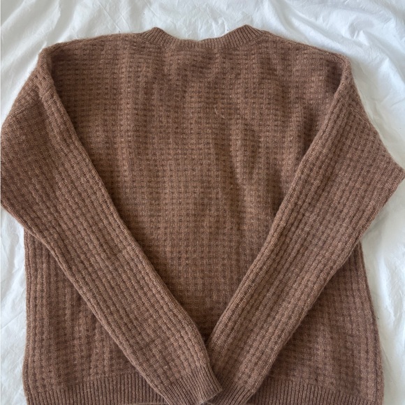 Rachel Zoe Waffle Knit 2-ply Cashmere Sweater Medium Brown - Picture 3 of 7
